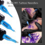 ATOMUS Lot de 100 aiguilles à tatouer jetables mélangées 3RL 5RL 7RL 9RL 3RS 5RS 7RS 9RS 5M1 7M1 Aiguilles en acier inoxydable s