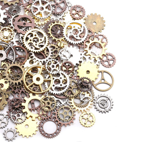 DAHI 150g steampunk antique engrenages pendentif horloge roue de roue pour l'artisanat, couleurs mélangées - Roues pour DIY Arti
