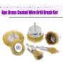 Swpeet Lot de 6 brosses métalliques avec revêtement en laiton avec tige de 6,35 cm, 6 tailles pour perceuse à fil revêtu Idéal p