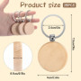 Porte-Clés en Bois, 15 Pcs Bricolage Vierge Personnalisé Porte Clés en Bois, Naturel Étiquettes Rond en Bois Brut, Chaîne de clé