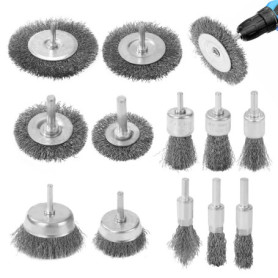BUCOMTU 12 pièces de Brosse Métallique pour Perceuse, 6mm Brosse Métallique Perceuse avec tige hexagonale, pour enlever la rouil