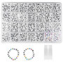 Newpop 1400Pcs Perles Lettres Alphabet et Colorée 7 X 4 mm, A-Z Blanc Coeur Beads avec 2 Fil Elastique, pour Fabrication de Bijo