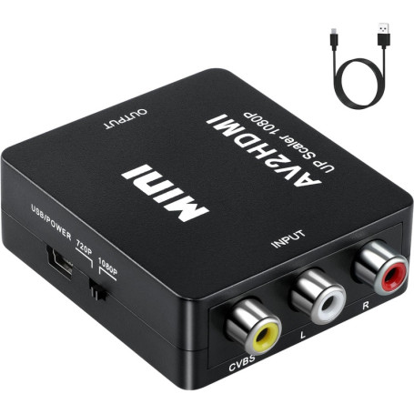 SZJUNXIAO Adaptateur RCA vers HDMI, Mini AV CVBS vers HDMI Vidéo Signal Audio Convertisseurs Adaptateur 1080P 720 Compatible ave
