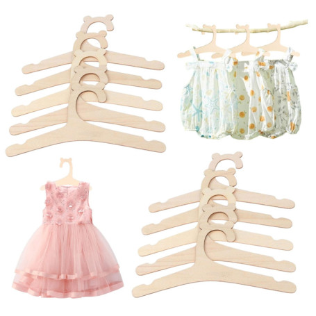 HJYDGJ Lot de 10 cintres en bois pour enfants – Porte-manteau antidérapant unisexe pour vêtements de bébé