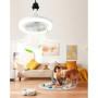 Hobaca Ventilateur de plafond 30W avec lampe E27 Base Moderne Rotatif à 180° avec lumière et télécommande, 3 Couleurs Dimmable L