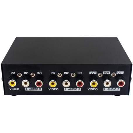 Duttek 2 Port AV commutateur RCA Switcher 2 en 1 Sortie vidéo Composite L/R boîte de sélection Audio pour Consoles de Jeu DVD ST