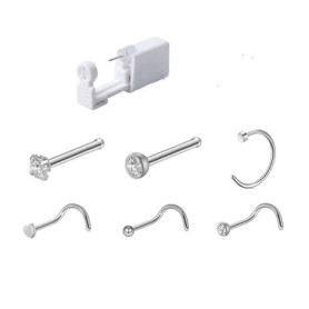MaoNativey Kit de Piercing Nez Jetable, Pistolet de Perçage Pistolets Piercing d'oreille Outils Oreille avec 6 Goujons Nez Kit P