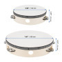 MANCHAP Lot de 2 tambourins en bois de 2 tailles, tambourins à main en bois avec peau naturelle et clochettes, pour party dance 