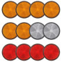 Xbessc 12 Pièces Catadioptre Rond Plastique Catadioptres Jaune Blanc Rouge Réflecteur avec Vis Écrous Réflecteur pour Velo Moto 