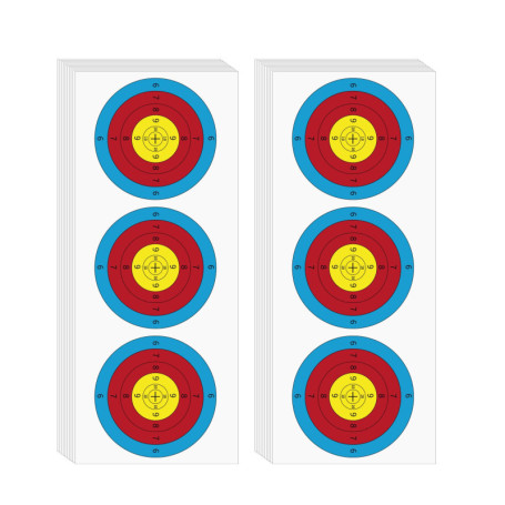 Fiita Lot de 20 feuilles de papier cible pour tir à l'arc - 60 x 25 cm - 3 points - Arc flèche - Visage - Visage pour le tir à l
