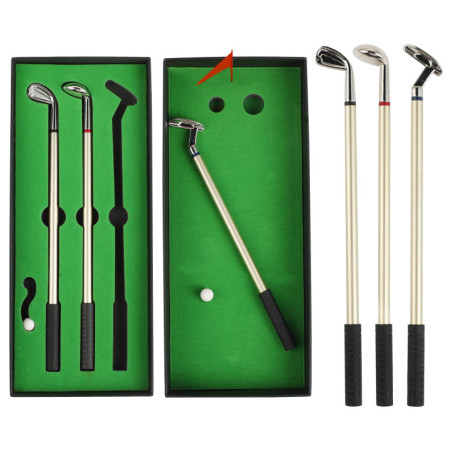 Mini Golf - Cadeaux Golf pour Hommes - Stylo Fidget, Coffret Stylo Golf, 3 Stylos Club de Golf, Mini Jeux Bureau, Jouet Anti-Str