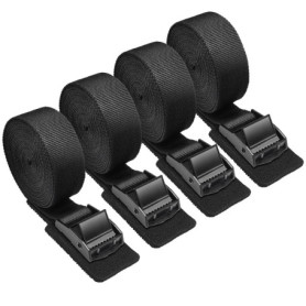 Aulese 4 Pièces Sangles Arrimage- Charge Maximale : 250 kg - 2,5 m - Sangles de Fixation avec Boucle en Acier Inoxydable - Sangl