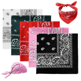 SYEYCW 5 Pièces Bandana Paisley, Multicolore Classique Bandanas Foulard, Multifonction Polyester Echarpe Mouchoir, Accessoire Ch
