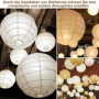 Lot de 6 lanternes en papier blanc de 30 cm - Décoration de fête classique - Style bambou - Lampions côtelés - Abat-jour rond po