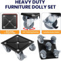 Kit de Transport de Meubles Lourds - 5 roulettes Pivotantes à 360° et Lève-Meuble, Capacité de Charge 800 kg, roulettes de Trans