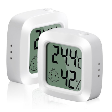 Vinabo 2 pièces Petit Thermomètre Hygromètre Intérieur Digital à Haute Précision, Indicateur Niveau de Confort pour Bureau,Chamb