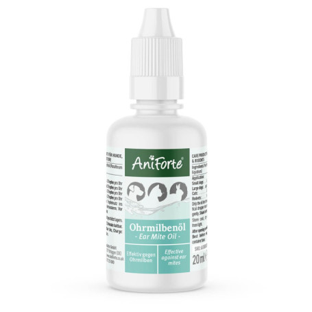 AniForte Huile Anti-acariens pour Chiens, Chats, rongeurs, Animaux domestiques 20ml - Soin Doux pour Les acariens, Les Gouttes d
