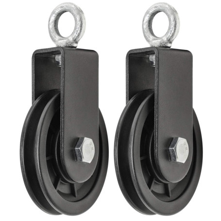 2 poulies Poulie de câble de 90 mm Roue de traction à rotation à 360 degrés pour système de poulie, équipement de bricolage, blo