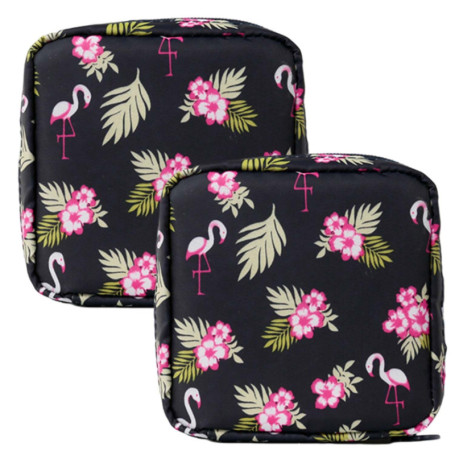 Lot de 2 sacs de rangement flamant rose pour serviettes hygiéniques, sac de rangement mignon de dessin animé, sac de rangement d
