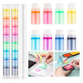 OTCRAFT Lot de 24 pinceaux à poils souples avec boîte de rangement - Mini pinceaux empilables - 1,9 cm - Pour la fabrication de 