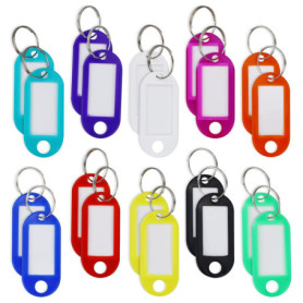 Lot de 20 porte-clés avec étiquettes multicolores faciles à lire, pour bagages, animaux domestiques et bureau - 10 couleurs