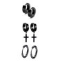 8 Paires Acier Inoxydable Boucle d’Oreille Anneau Homme Femme Ronde Clou d’Oreille Piercing Croix Pendentif Rétro (Black)