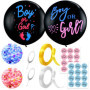 Lot de 2 ballons avec confettis, épingles, autocollants de genre et ruban, 36 pouces Boy ou Girl Surprise Balloons, décoration d