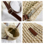 1 Pcs Femme Sac à Bandoulière en Paille Sac de Plage D'été Sac à Bandoulière Mode avec Fermeture Éclair et Sangle Réglable Convi