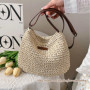 1 Pcs Femme Sac à Bandoulière en Paille Sac de Plage D'été Sac à Bandoulière Mode avec Fermeture Éclair et Sangle Réglable Convi