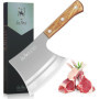LA TIM'S Couperet, 0,9 KG couteau de boucher pour hacher les os, inoxydable, manche en bois massif