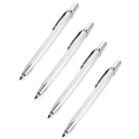 QWORK® Stylos à tracer en carbure de tungstène , pointe a tracer pour le verre, la céramique et l'acier trempé, Lot de 4