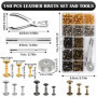 180 Pièces Rivets en Cuir, 3 Tailles Rivets Couture, Double Rivet Goujons Tubulaires en Métal, Rivets Cuir avec 3 Pièces Outil d