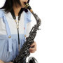 Rochix Sangle tour de cou noire pour saxophone baryton alto ténor soprano super fibre, crochet en métal, accessoires pour instru