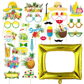 Accessoires De Cabine Photo 29 Pièces, Cadre Photo 1 Pièce, Accessoires Photo Amusants, Ensemble D'Accessoires Photo D'Été, Acce