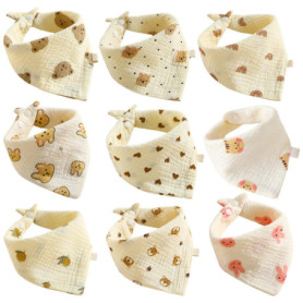 Serviettes De Salive Pour Tout-Petits, Serviettes Triangulaires Pour Enfants, Mousseline, Serviette Triangulaire Imprimée, Bavoi