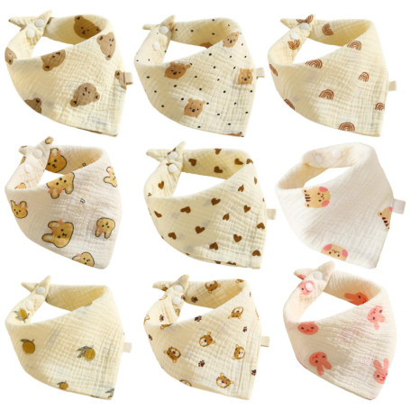 Serviettes De Salive Pour Tout-Petits, Serviettes Triangulaires Pour Enfants, Mousseline, Serviette Triangulaire Imprimée, Bavoi