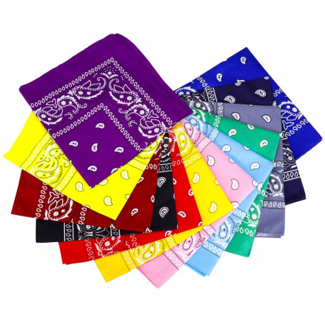 Bandanas avec Motif Paisley, 12PCS Foulard carré Bandeau de Cheveux, Echarpe de Cou Tête, Décoration Rétro Style Cravates Cyclis