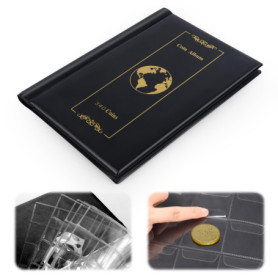 VFANDV Album de Collection de Pièces de Monnaie, 340 Poches Classeur Monnaie 4,5x4,5 cm/3,5x3,5 cm, Rangements pour Pièces de Mo