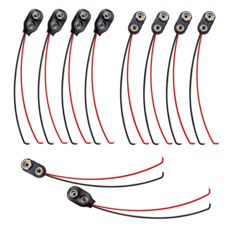 10 Pièces Connecteurs à Clip de Batterie 9 V Clip Support de Batterie avec Câble de Connexion de 15 cm pour Blocs 9V Pince à cli