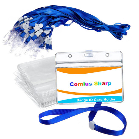 Porte Badges, Comius Sharp Lot de 50 Cartes de Supports Horizontal Badge en Plastique Transparent en étanche Protection de Vos B