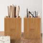 VIFERR Porte-stylo en Bambou - Multi-Fonction Pot à Crayons Carré Boîte de Rangement Stylos Organisateur pour Pinceaux de Maquil