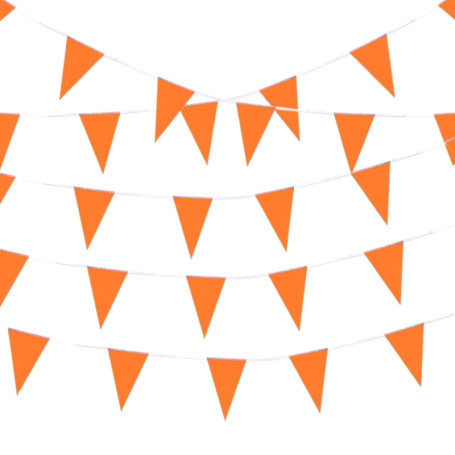 10M Orange Drapeaux Triangle Bunting de Partie Guirlande Fanion Tissu Pennant Banderole Coloré pour Fête Anniversaire Mariage No