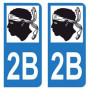 Autocollant Stickers plaque immatriculation voiture auto département 2B Haute-Corse Logo Corse