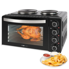 Clatronic® Mini-four avec plaques de cuisson et broche tournante | cuisson et rôtissage simultanés | mini-four à convection de 2