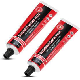 Langlauf Schuhbedarf Pâte de réparation pour chaussures et semelles I Kit de réparation pour talons (noir-brun) I Caoutchouc liq