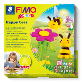STAEDTLER Fimo Kids Form&play Happy Bees 8034 27 LY Pâte à modeler durcissante au four avec accessoires