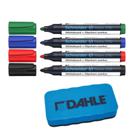 Dahle Éponge pour tableau blanc (effaceur magnétique pour nettoyage à sec sur de nombreuses surfaces) (bleu, éponge + marqueur)