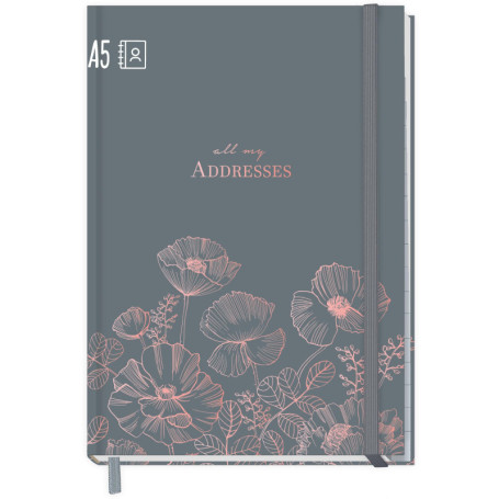 paper&you® Carnet d'adresses A5 avec onglet A-Z [Poppy] Livre pour contacts, anniversaires et mots de passe – Durable et respect