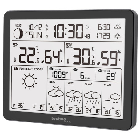 WD3000 - Station météo avec prévisions météorologiques sur 4 jours, avec émetteur extérieur, données sur la station et sur le té