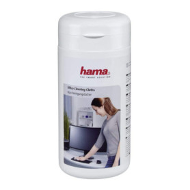 Hama Lingette Nettoyante Bureau (Boite de 100 Lingettes Humides, Chiffons de nettoyage pour les surfaces de bureau, clavier, éta